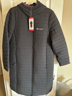 Champion Women's Long Sideline Coat in black BNWT
